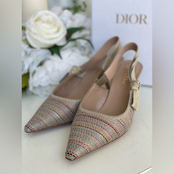 ❌SOLD OUT❌Christian Dior Striped Slingback Size 39.5 - Picture 6 of 7